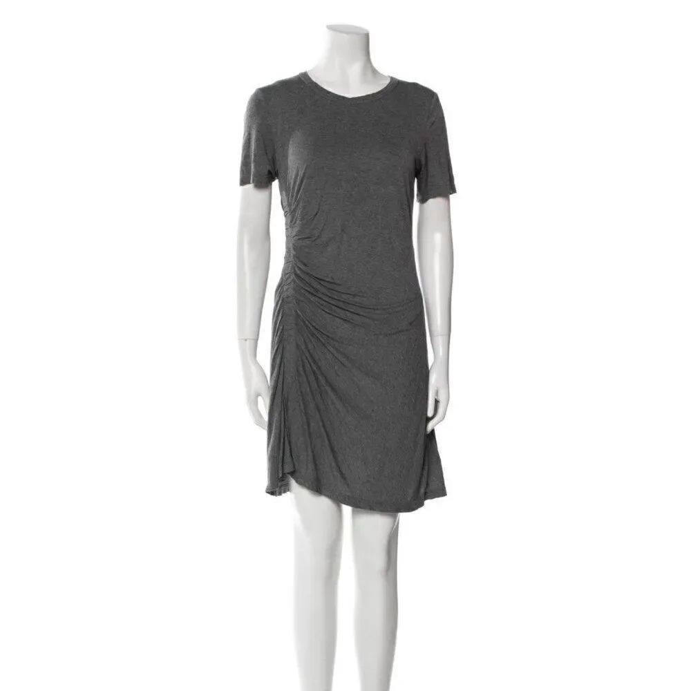 A.l.c. Authentic Solid Gray Short Sleeve Crew Neck Mini Dress Medium